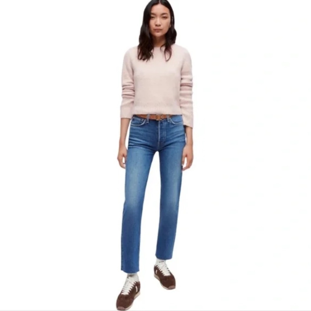 Re/Done Comfort Stretch High-Rise Stove Pipe Mid 70s Straight Leg Crop Jeans